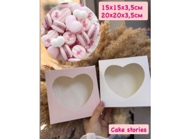 Коробка для макаронс ""Серце" з прозорим вікном