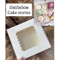 Коробка для макаронс, біла з прозорим вікном Коробка для макаронс, біла з прозорим вікном