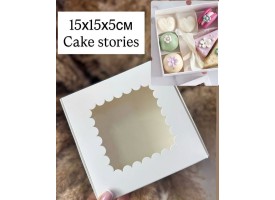 Коробка для макаронс, біла з прозорим вікном