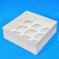 Коробка для 9 капкейків з прозорою кришкою