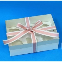 Коробка для 6 капкейків з прозорою кришкою