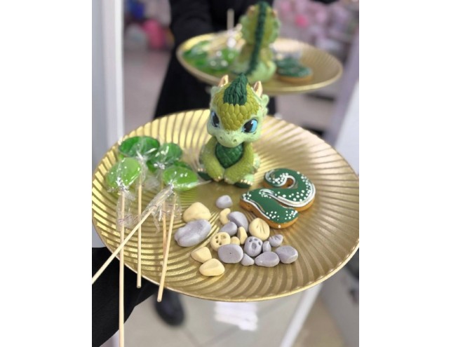 Набір динозаврик + цифра + льодяники 