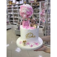 Декор на тортик "Вафельна куля, ведмедики, додаткові пелюстки, 2 падаруночки, топпер one"