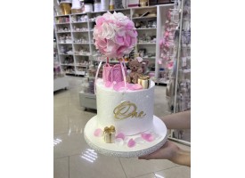 Декор на тортик "Вафельна куля, ведмедики, додаткові пелюстки, 2 падаруночки, топпер one" Декор на тортик "Вафельна куля, ведмедики, додаткові пелюстки, 2 падаруночки, топпер one"