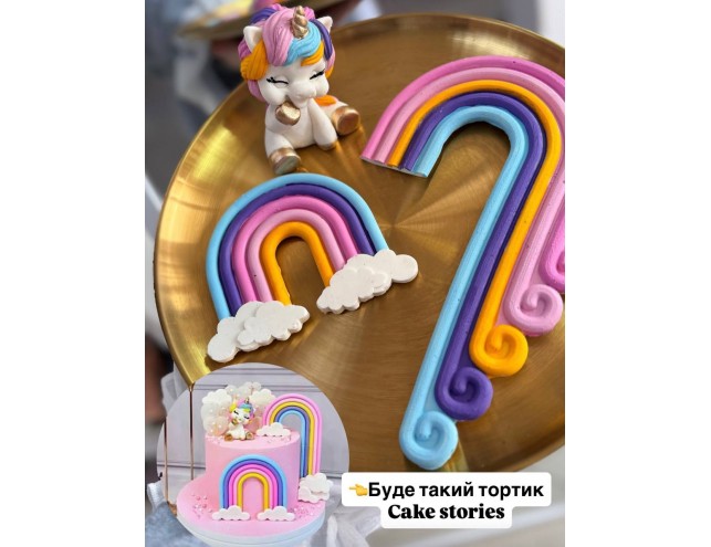 Декор на тортик "Єдиноріг і 2 веселки"