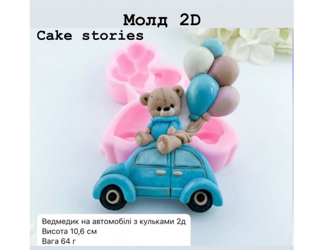 Молд 2Д "Ведмедик з повітряними кулями"