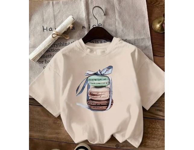 Жіноча футболка з тематикою випічки макаронс - М'який повсякденний одяг для кондитерів