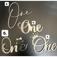 Топпер дзеркальний, "one", срібло, боковий, 10см