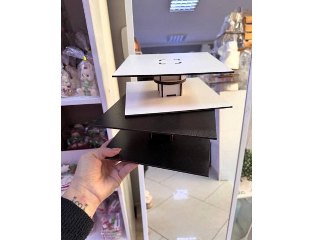 Біла підставка "кубик-рубик", 20х20см., на 2 поверхи 