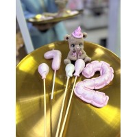 Шоколадний ведмедик, повітряні кулі і дута свічка "циферка 1" 