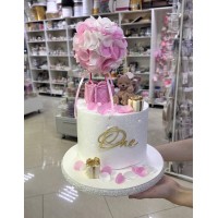 Декор на торт "Вафельна куля, ведмедики, додаткові пелюстки, 2 подаруночки, топпер One"