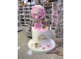 Декор на торт "Вафельна куля, ведмедики, додаткові пелюстки, 2 подаруночки, топпер One" Декор на торт "Вафельна куля, ведмедики, додаткові пелюстки, 2 подаруночки, топпер One"