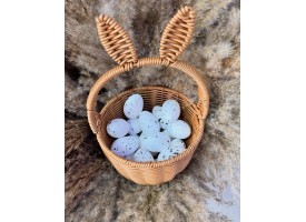 Пасхальні пінопластові яйця для декору 6х4см. (6шт/уп) Білі з сріблом