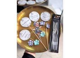 Набір топерів + цукрові квіти + свічки Набір топерів + цукрові квіти + свічки