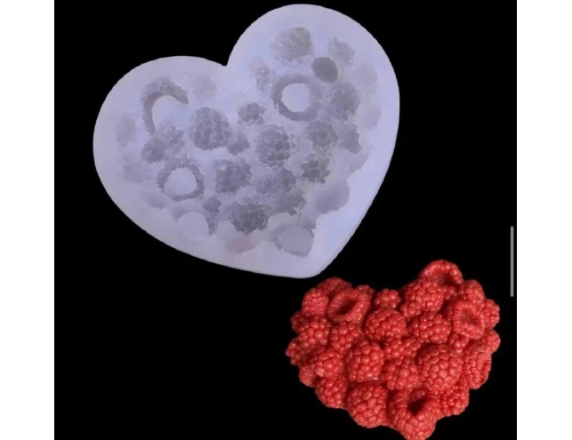 Силіконова форма для євродесертів "Малина серце"