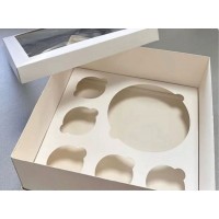 Коробка для комплекту солодощів 5-ти кексів та бенто торта 260х260х120 