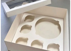 Коробка для комплекту солодощів 5-ти кексів та бенто торта 260х260х120 