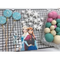 Декор - 9 шоколадних сфер, вафельні топпери, 3 льодяники та сніжинки