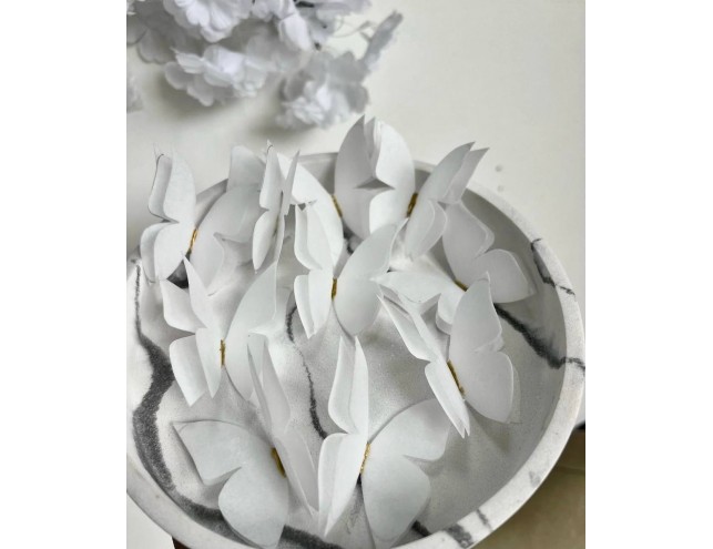 Метелики подвійні з золотом, білі, 10 шт.