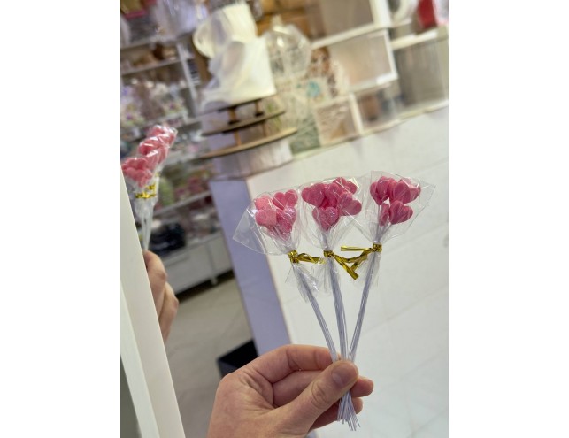 Набір сердець з мастики на проволці, 7 шт.