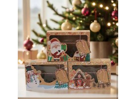 Коробка новорічна + бірка + стрічки - 22х15х7см. Коробка новорічна + бірка + стрічки - 22х15х7см.