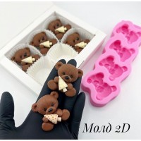 молд 2Д ,,Ведмедики з ялинкою-цукерки,,