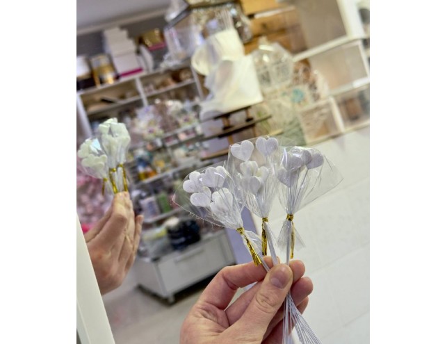 Набір сердець з мастики на проволці, 7 шт.