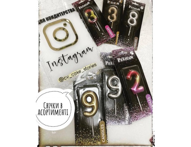 Свічки цифри в кольорах 