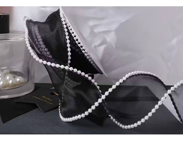 Прозора перламутрова стрічка для декорування з перлинками 