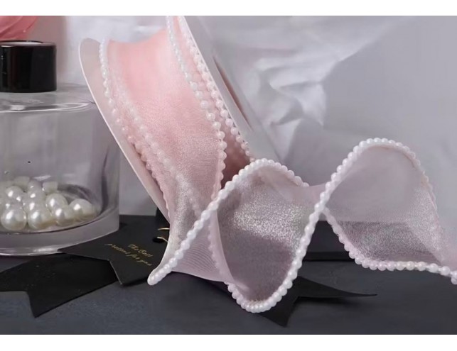 Прозора перламутрова стрічка для декорування з перлинками 