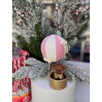 Декор на тортик "Повітряна куля та ведмедик в корзині"