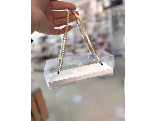 Коробка для макаронс "АКВАРІУМ" з прозорим верхом, 18,5х6,5х6,5